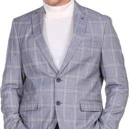 Men Checkered Double Breasted Formal, Casual Blazer-image-8