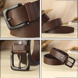 warcks Men Formal, Casual, Evening, Party Brown Genuine Leather Belt image 4