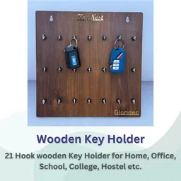 gloridec Wooden Key Holder for Wall with 21 Hooks | Premium Wall Mounted Key Organizer Wood Key Holder image 4