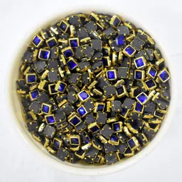 prabhasdesigns Blue color 4mm Square Shape Kundan Stone 50 grams (Approx. 500 pcs) for DIY Blue Beads image 2