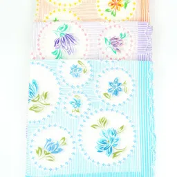 Maskey 100% Pure Cotton (Size:35x35cm) (3colors x 2each = 6pcs) Embroidered Abstract Iconic Designer Ladies Rumal / Hanky ["Multicolor"] Handkerchief-picture-19