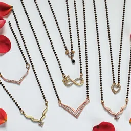 elcetratd jewellery shimmering beautiful tanmaniya PACK OF 7 combo for women Alloy Mangalsutra-picture-26