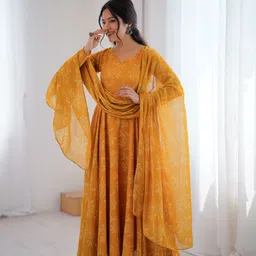 a a italiya Printed Georgette Stitched Anarkali Gown image 1