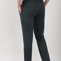 peter england Men Slim Fit Green Polyester Trousers image 3