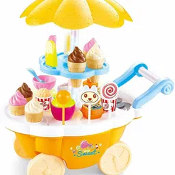 him tax Luxury Ice Cream Sweet Candy Cart Playset Toy with Lights and Music, Candy Muffin Cake Sweet Shopping Cart-picture-20