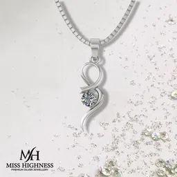 miss highness 925 Silver Flower Brooch Pendant – Luxury, Fashionable Gift Women & Girls, Rhodium Cubic Zirconia Sterling Silver Pendant image 1