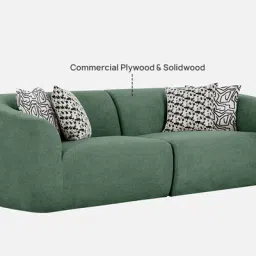 casacraft from pepperfry Palm Spring Fabric 3 Seater Sofa in Emerald Green Colour image 4