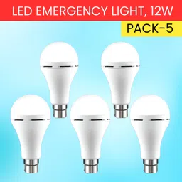 guggu 12W Rechargeable Inverter LED Bulb with Upto 4H.Power Cut Lighting Pack of_5W341 4 hrs Bulb Emergency Light-picture-30