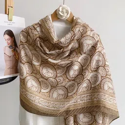 phelipgero Printed Viscose Women Brown Scarf image 2