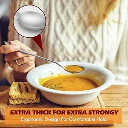 avistra 5 Pieces Stainless Steel Soup Spoon Set for Home Kitchen Long Perfect for Soup Stainless Steel Soup Spoon Set image 5