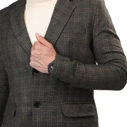 honnete Acrylic Polyester Checkered Coat For Men image 5