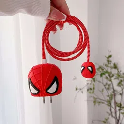 ZimniasO Charger Cover for iPhone 18W-20W Adapter, Cute 3D Cartoon Spiderman, USB Spiral Cable Protector image 2