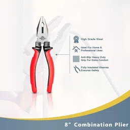 perwal supreme 4Pc Combo Kit Plier Wire Stripper Line Tester And Screwdriver Lineman Plier image 2