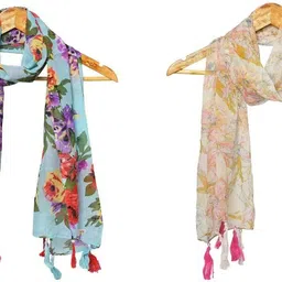 mss fashion Printed Chiffon Women Multicolor Stole, Scarf, Fancy Scarf-picture-14