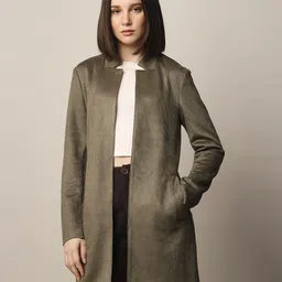only Polyester Blend Solid Coat For Women image 3