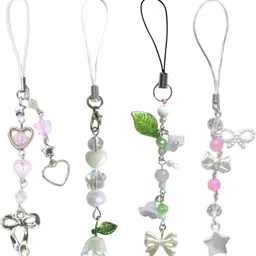 SNOWY SHOP 4pcs Fairycore Kawaii Flower Mobile Hanging Keychain Strap for Girls Phone Charm-picture-41