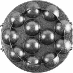 cello Non-Stick 12 Cavity Appam Patra Double Handle Paniarakkal with Lid 1 L capacity 25 cm diameter image 4