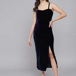 vaararo Women Bodycon Dark Blue Below Knee Dress-picture-17