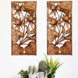 Brown MDF Wooden Wall Panel Set of 2 By Shilpi image 1