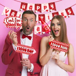 zyozique Happy Valentine’s Day Banner, Valentine’s Day Themed Decorations Items Banner image 5