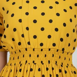 visula Casual Cold Shoulder Sleeves Polka Print Women Yellow Top image 3