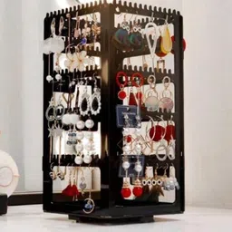 kalsu 360° Rotating Earrings & Jewelry Display Organiser With 240 Holes 220 Grooves Accessories Organizer image 2