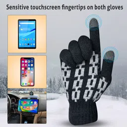 sfab Striped, Self Design, Printed Winter Men Gloves image 2