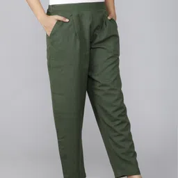 rakshita fashions Women Regular Fit Green Pure Cotton Trousers image 3