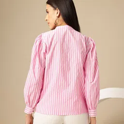 chemistry Women Regular Fit Striped Casual Shirt image 4