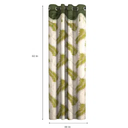cortina Green Floral Polyester 5 Ft Semisheer Eyelet Window Curtains (Set of 2) image 4