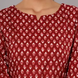 krati creations Women Night Suit Set Maroon Printed image 4