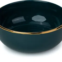 shay Ceramic Serving Bowl Teal Gold Medium Bowl 1000ml | GoldLine | Ideal for Rice & Curries image 3
