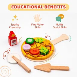cots and cuddles Premium Quality Wooden Pizza Making Toy for Kids image 3