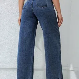 veltick Women Straight Fit High Rise Dark Blue Jeans image 2