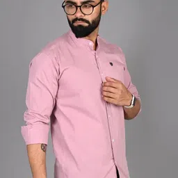 fubar Men Slim Fit Solid Mandarin Collar Casual Shirt image 2