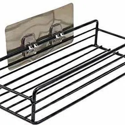 varahry Multipurpose Self Adhesive Wall-Mounted Corner Storage Rack Bathroom Shelf Organizer Kitchen Basket Cosmetic Hanging Shower Caddy Rack Stainless Steel Wall Shelf Stainless Steel Wall Shelf (Number of Shelves - 1, Black) Stainless Steel Wall Shelf-picture-21