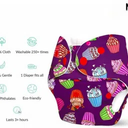 momsarc Ultra-Thin 4-Layer Printed Cotton Cloth Nappy+1 Insert Pads for Babies, 1 pcs image 4