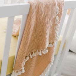 crane baby Orange Copper Cotton Reversible Kids Blanket-picture-33