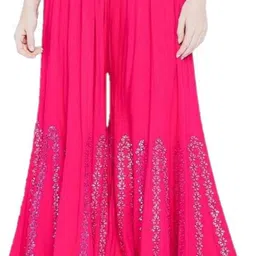 Women Regular Fit Pink Viscose Rayon Trousers-image-5