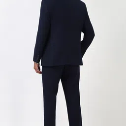 peter england Men Men Navy Solid Regular Fit Formal Two Piece Suit Solid Suit image 3