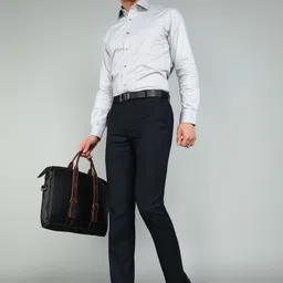 raymond Men Slim Fit Dark Blue Polyester Trousers image 2