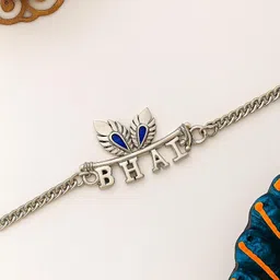 hmjewelboutique Designer HM Peacock Feather Rakhi Bracelet|Rakhi For Brother| SILVER Silver Rakhi Set-picture-14