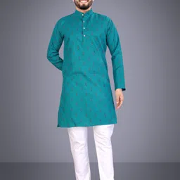 spoque Men Printed Cotton Blend Straight Kurta image 3