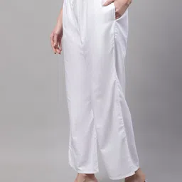 bamboo breeze Women Flared White Viscose Rayon Trousers image 2