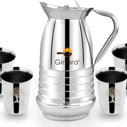 ginara Pack of 80 Stainless Steel Laser Printed Tree Model-5 Set,Handi,Lid,Jug,Serving Spoon,Hot pot. Dinner Set image 4