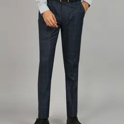 raymond Men Slim Fit Dark Blue Polyester Trousers-picture-29