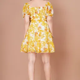 doresuzaa Women A-line Yellow, White, Brown Ankle Length Dress image 2