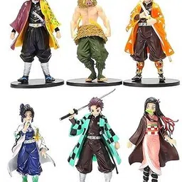 Demon Slayer Action Figures Set of 6 Tanjiro Zenitsu Figures Toy 15cm For Kids-image-23
