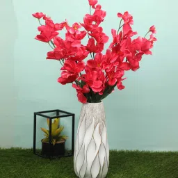 casacraft from pepperfry Red Fabric Orchid Artificial Flower Pack of 5 image 1