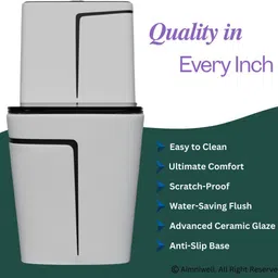 aimniwell international Premium Western Commode | One Piece Toilet with Seat | A1 Grade Ceramic | S Trap | Western Bathroom Commode | Scratch Resistant | Easy to Clean | AI2001 Western Commode image 2